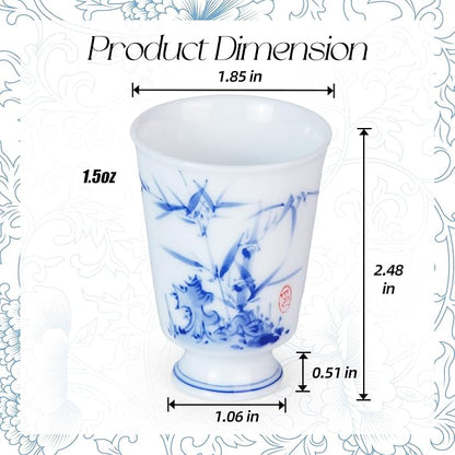 KAMMAK Ceramic Tea Cups Set of 4, 1.5 oz, Vintage Small Teacups, 730N | Hand - Image 2