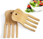 Bamboo Salad Servers, Cooking Utensil, Salad Spinner Tongs Set of 2 | Wooden by HOMTBDLHOME