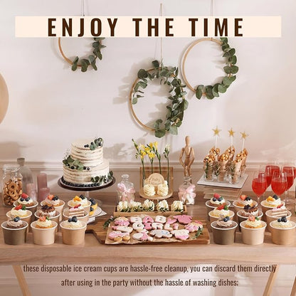 Jingmore Paper Ice Cream Cups 9oz Colored Disposable Dessert Bowls - Image 3