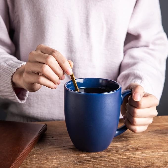 AmorArc 16 oz Coffee Mugs Set of 6, Large Ceramic Coffee Cups-Matte Blue | - Image 2