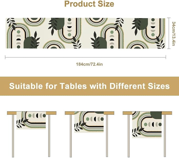 YCness Mid Century Boho Table Runner - Image 2