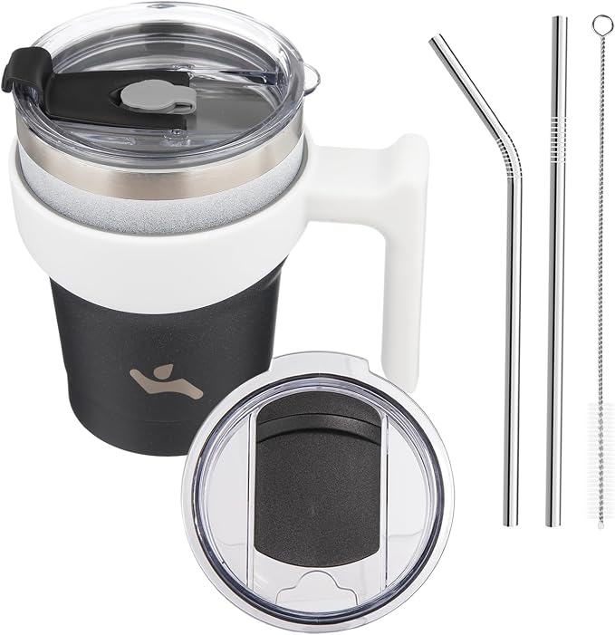 Konokyo 10 oz Tumbler with Handle and Straw, Insulated Travel Mug | Day Night; by Konokyo