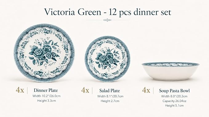 Royal 12-Piece Porcelain Dinnerware Set - Image 3