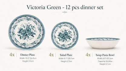 Royal 12-Piece Porcelain Dinnerware Set - Image 3