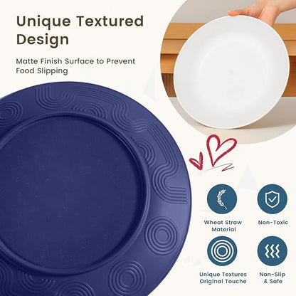 Homienly 40 PCS Wheat Straw Plates and Bowls Sets, Cups Sets, Service for 8, Unbreakable Microwave and Dishwasher Safe Dinnerware Sets,Reusbale Plastic Dishes Set - Island, Matte