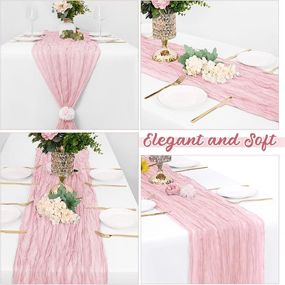 16 Pack Light Pink Cheesecloth Table Runners 20x120 Inch Gauze Table Runner - Image 4
