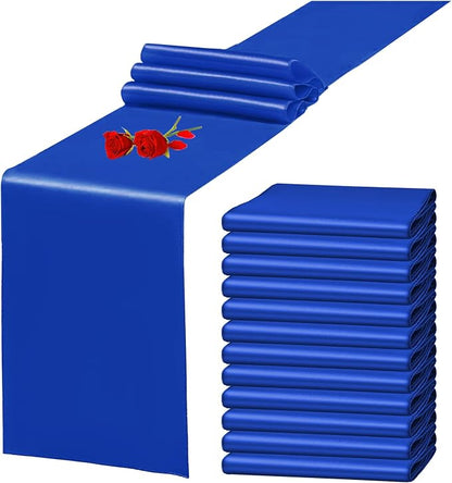 12 Pack Royal Blue Satin Table Runner 12 x 108 Inch Long Premium Table Runners by YMHPRIDE