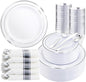 350Piece Silver Plastic Dinnerware Set by WDF