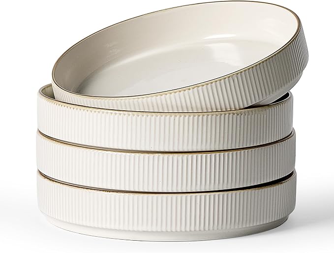 famiware Star 8.25" Pasta Bowls Set of 4, Bowl Plates, Salad Bowls by Famiware