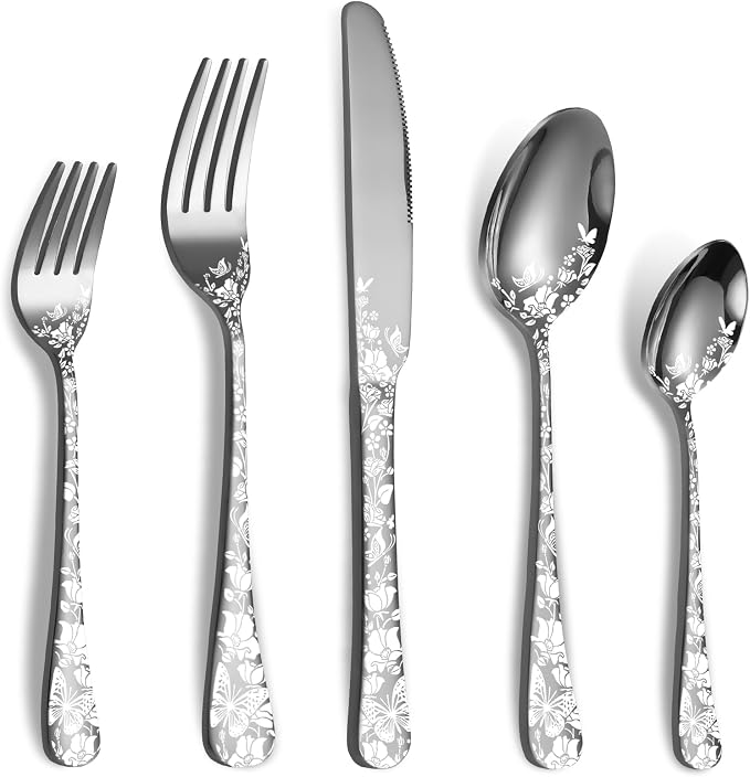 40 Piece Silverware Set, Stainless Steel Flatware Cutlery Set Service by Remoxye