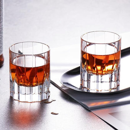 KAMMAK Crystal Whiskey Glasses Set of 2, Handcrafted 2.03oz Old Fashioned Glasses Stemless, Luxury Cocktail Glasses, Hand Blown Scotch Cup for Women, Men Barware Gift for Liquor, Bourbon