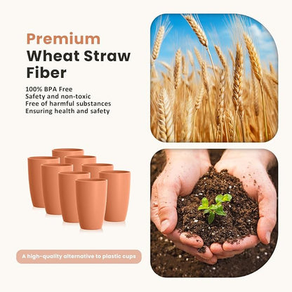 Homienly Plastic Cups Reusable Wheat Straw Cups 8 PCS a Good Alternative - Image 2