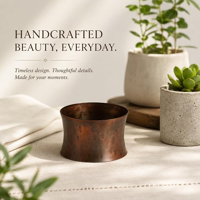 ITOS365 Handmade Round Hammered Antique Napkin Rings Holder - Image 3