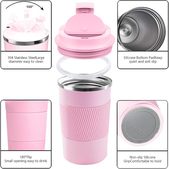 Insulated Travel Coffee Mug, Stainless Steel Coffee Cup - Image 2