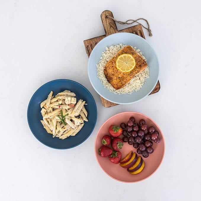 Grow Forward Premium Wheat Straw Pasta Bowls - 30oz Unbreakable Wide & Shallow - Image 5
