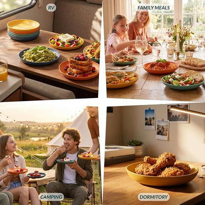 Deep Dessert Plates Unbreakable Wheat Straw Dinner Plates 8 PCS Microwave & - Image 7