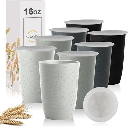 Wrova Wheat Straw Cups 16oz Set of 8 by WROVA