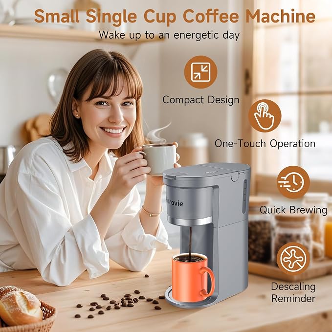 Small Single Serve Coffee Maker, One Cup Coffee Machine - Image 2