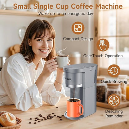 Small Single Serve Coffee Maker, One Cup Coffee Machine - Image 2