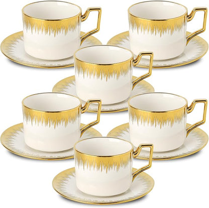 LETAOTAO Cappuccino Cups with Saucers, 8.5 oz Stackable Ceramic Coffee Cup and by LETAOTAO