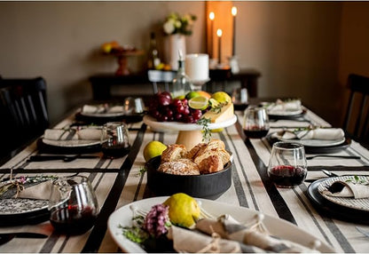 Solino Home 100% Pure Linen Table Runner, 14 x 60 in, French Stripe | Table - Image 4
