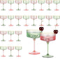 XUWAIDSGN 24Pcs Champagne Martini Glasses 9 Oz with Gilded Removable Gold Rim Coupe Glasses Pink Martini Glasses Plastic Mimosa Vintage Coupe Glasses Set For Wedding Anniversary (24, Pink & Green)