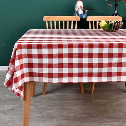 Gingham Table Cloth for Rectangle Tables red Checkered Plaid Tablecloth Heavy Duty Cotton Blend Washable & Wrinkle Table Cover for Outdoor Kitchen Dining Picnic Camping (60x120 Inch)