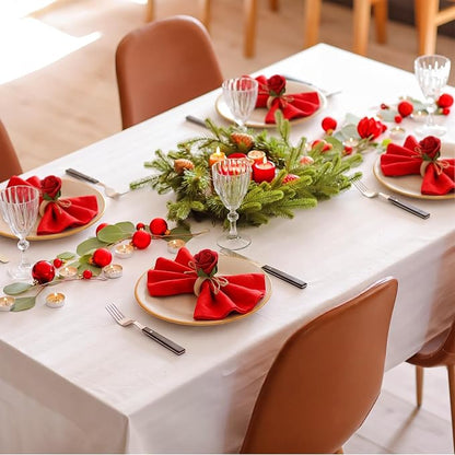 Flower Napkin Rings Set of 12 Wooden Red Rose Handmade Napkin Holders - Image 4