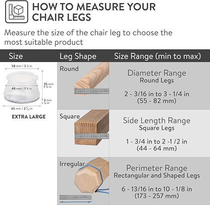 Aneaseit Chair Leg Floor Protectors - 8 pcs Clear - Felt Bottom Silicone Pads for Hardwood Floors & Furniture Feet - Rubber Caps for Chairs - X-Large