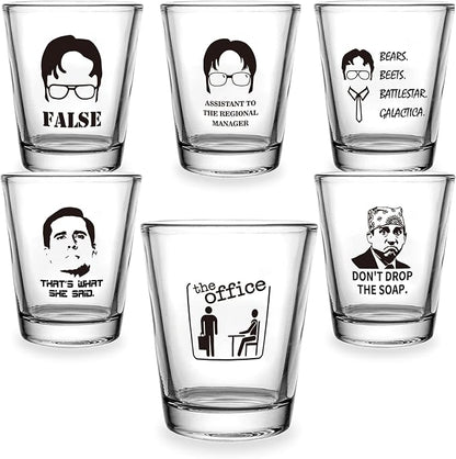 6 PCS The Office Merchandise Shot Glasses Set, 1.5 oz The Office Merch Clear - Image 2