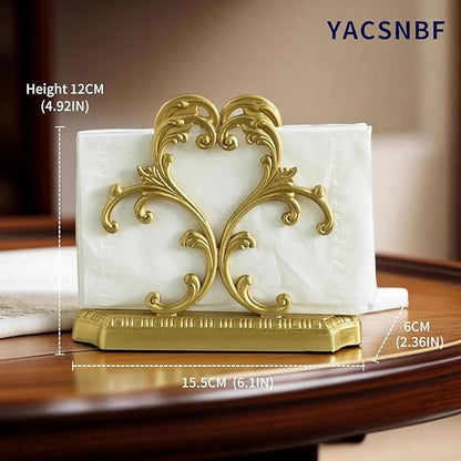 Luxurious Gold Napkin Holder for Table,Brass Napkin Holders for Paper Napkins & Kitchen Dining & Countertops, Cocktail Upright Napkin Holder Dispenser Suitable for All Room Decors