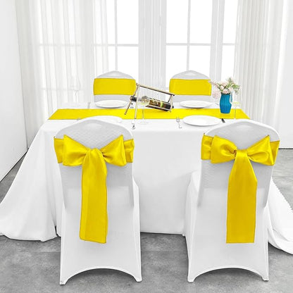 15-Pack Yellow Satin Table Runner 12 x 108 Inch Long Fuchsia Bright and Smooth - Image 4