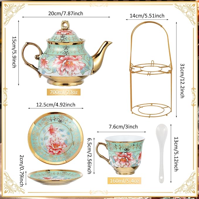 Zhehao 20 Pcs Porcelain Tea Set - Image 2