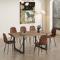 7 Piece Dining Table Set，Dinner Table Set for 6，71'' Kitchen Table and Suede Nap Fabic Chairs Set of 6，6 Chair Dining Table Set for Kitchen Dining Room
