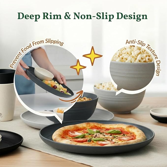 40 PCS Wheat Straw Dinnerwave Sets - Image 4