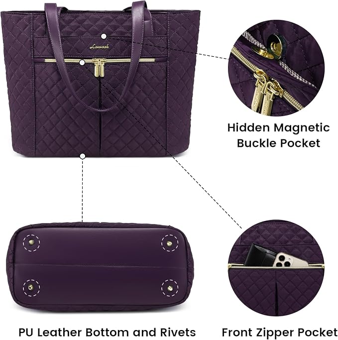 LOVEVOOK Laptop Bag for Women, Stylish Diamond Quilted Work Tote - Image 5
