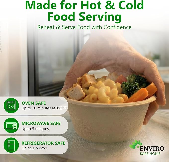 10 Oz Bamboo Disposable Bowls For Hot Soup, 100 Pack - Image 3