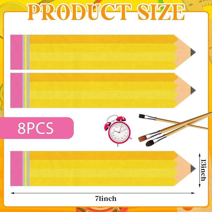 8 Pcs Pencil Table Runner 71 x 13 Inch Preschool Back to School Classroom - Image 2