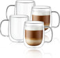 CNGLASS Glass Coffee Mugs 12oz, Double Wall Insulated Mug Set by CNGLASS