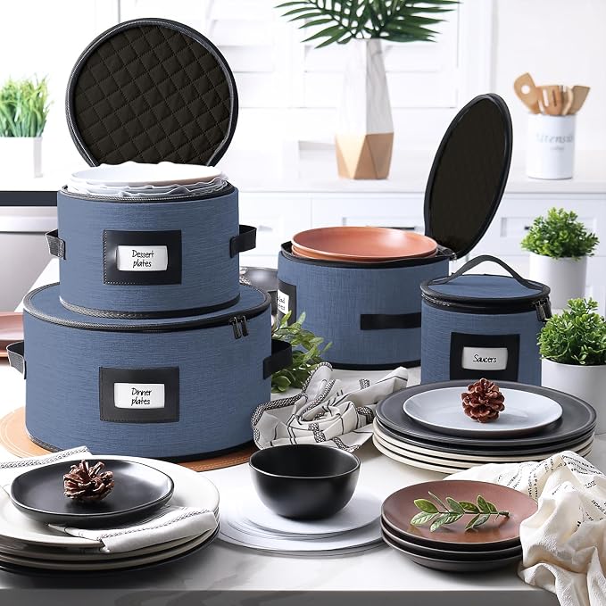Fine China Storage Containers Hard Shell, 4 Piece Dish Storage Containers - Image 6