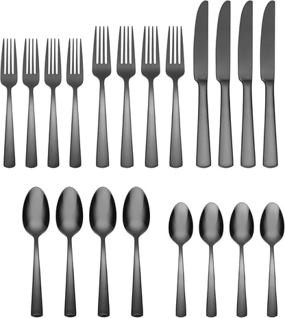 Oneida Silverware Set, Aptitude Glossy Midnight 20-Piece Flatware Set, Service - Image 2