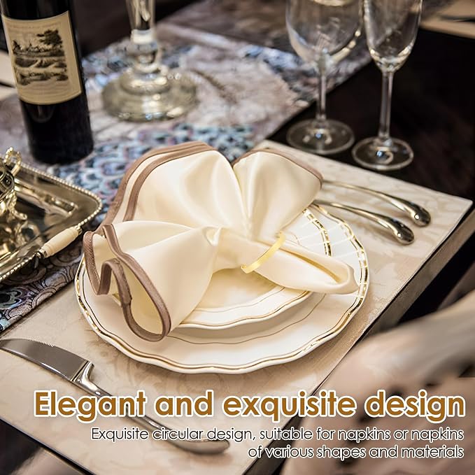 100 Pcs Gold Napkin Rings Bulk, Metal Napkin Ring Holders Round Buckles - Image 8