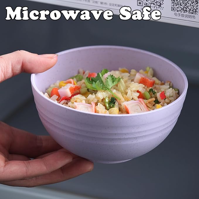 Unbreakable Wheat Straw Cereal Bowls Set of 4, 24 OZ Microwave and Dishwasher - Image 5