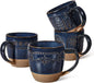 Artena Ceramic Coffee Mugs Set of 4, 16oz Embossed Large Latte Mugs Coffee Cups by Artena