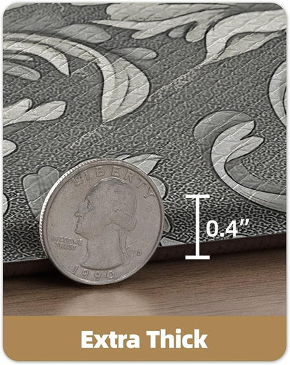 Color&Geometry Floral Kitchen Mat 24"x59", Anti Fatigue Mats for Kitchen Floor, Kitchen Rugs Non Slip, Waterproof & Oil Proof Kitchen Runner for Standing Desk Office, Sink - Grey