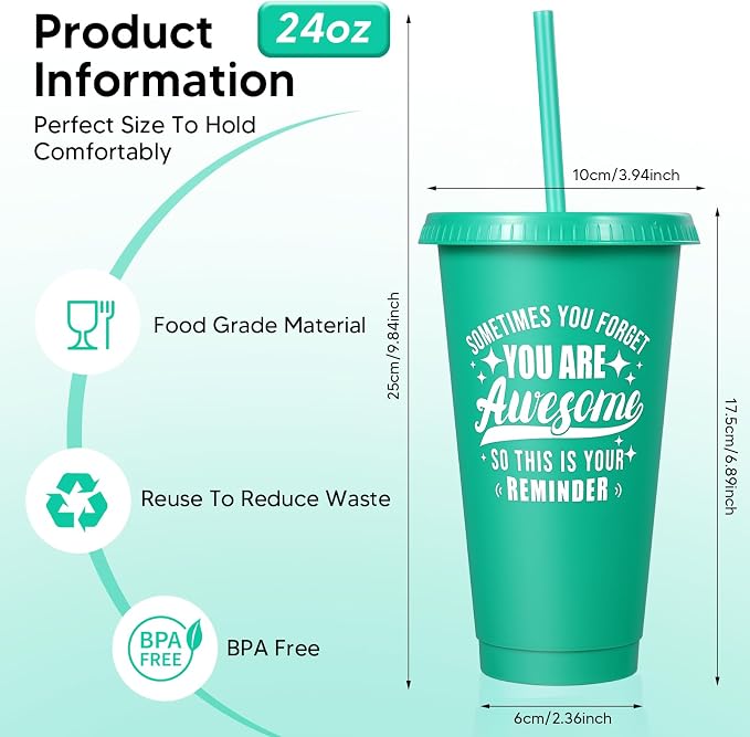 24 Pack Plastic Tumblers with Lids and Straws, Sometime You Forget You Are - Image 2