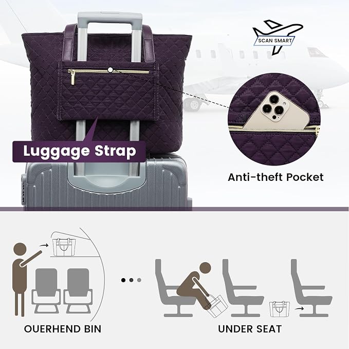 LOVEVOOK Laptop Bag for Women, Stylish Diamond Quilted Work Tote - Image 6