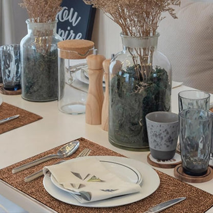 homing Cotton Linen Placemats Set of 4, Cloth Washable Farmhouse Dining Table Mats for Indoors & Outdoors, Easy to Clean, Brown, 13 x 19 Inch
