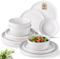 AmorArc Ceramic Dinnerware Sets for 4,Stoneware Plates and Bowls Sets,Chip and Crack Resistant | Dishwasher & Microwave Safe Ceramic Dishes,Service for 4 (12pc)-White