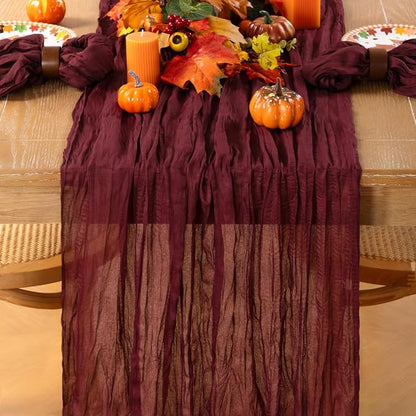 8 Pack Burgundy Cheesecloth Table Runner 10ft Sheer Gauze Events Decor | - Image 4